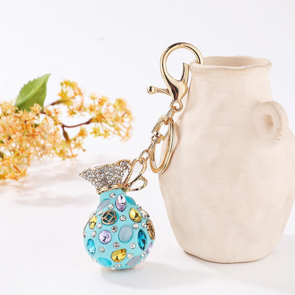 Wholesale Diamond-studded lucky bag couple car keychain